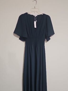 Baltic Born Deep Teal Flutter Sleeve Maxi Dress